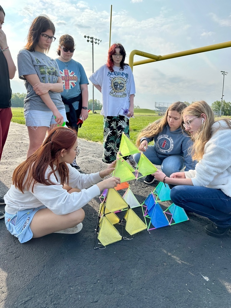 HS geometry students flying kites.