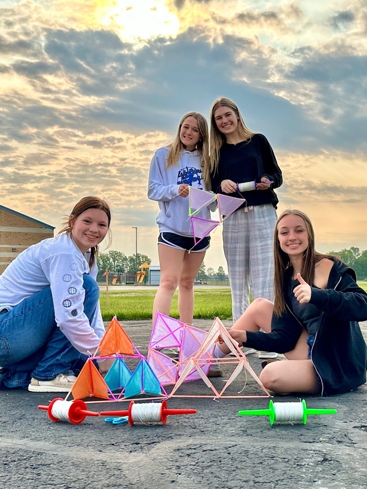 HS geometry students flying kites.
