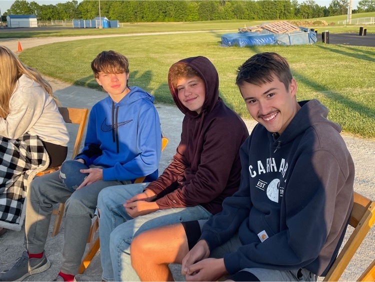 Seniors at their get together on the football field.