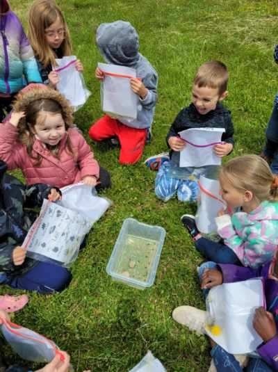 Preschoolers playing outside.