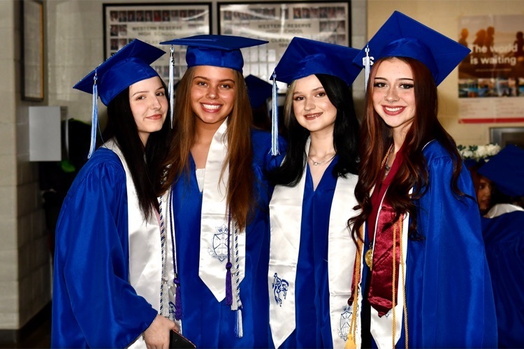 High school seniors at their Commencement ceremony.