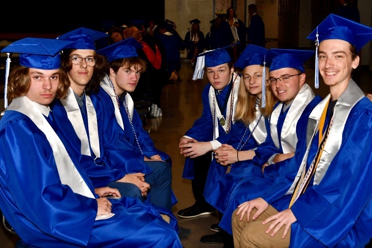 High school seniors at their Commencement ceremony.