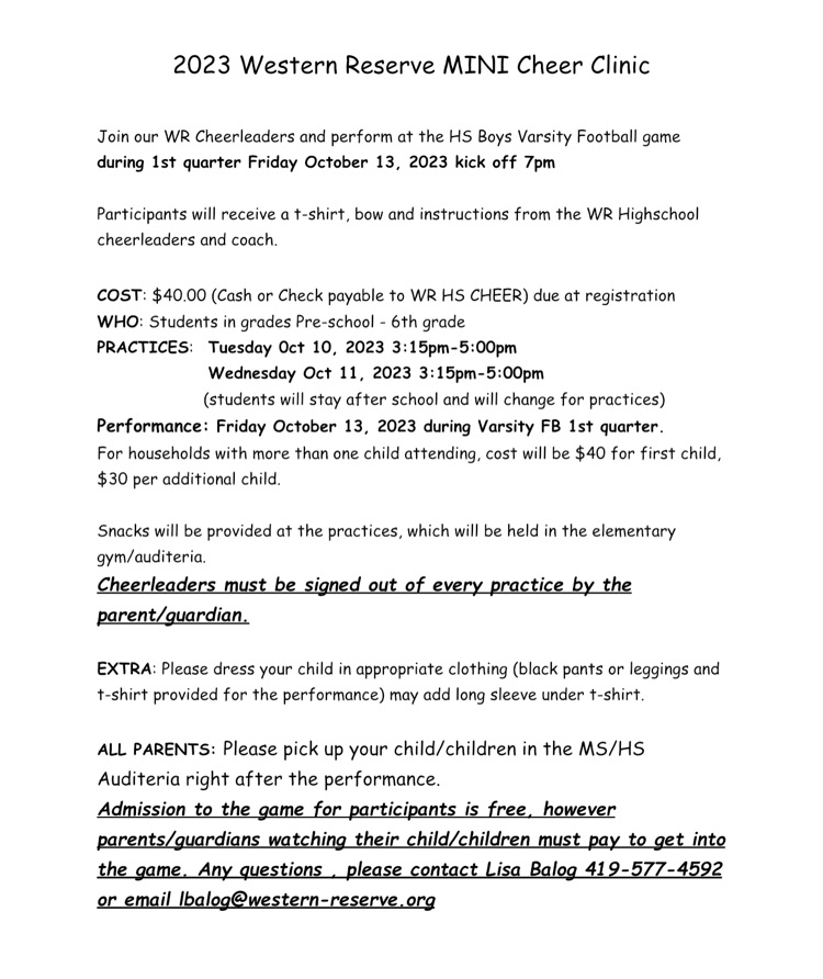 Cheer Clinic information